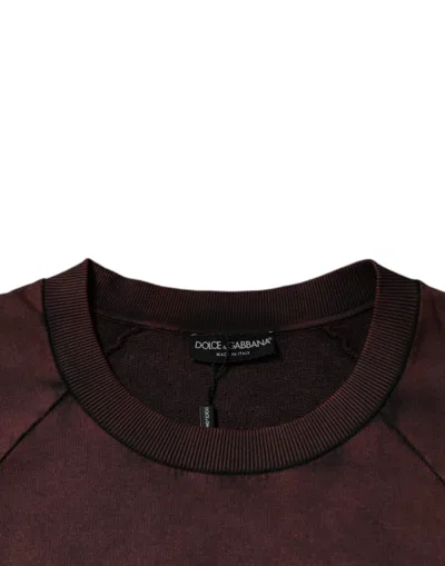 Dolce & Gabbana Brown Logo Cotton Crew Neck Pullover Sweater In Brown