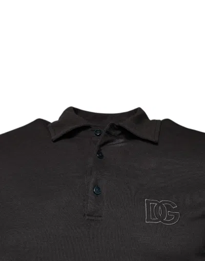Dolce & Gabbana Dark Gray Collared Short Sleeves Polo T-shirt In Dark Gray