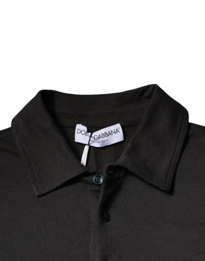 Dolce & Gabbana Dark Gray Collared Short Sleeves Polo T-shirt In Dark Gray