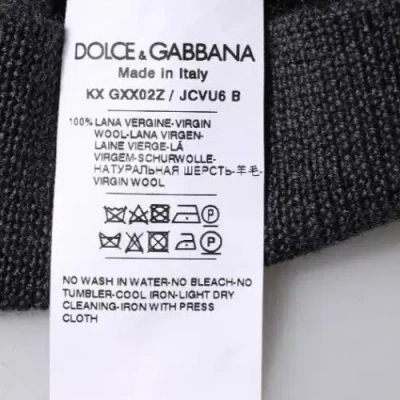 Dolce & Gabbana Gray Wool Logo Knitted Men Pullover Sweater In Black