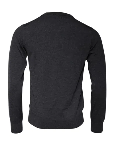 Dolce & Gabbana Gray Wool Logo Knitted Men Pullover Sweater In Black