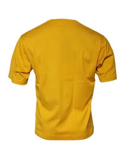 Dolce & Gabbana Dark Yellow Logo Crew Neck Short Sleeves T-shirt In Yellow
