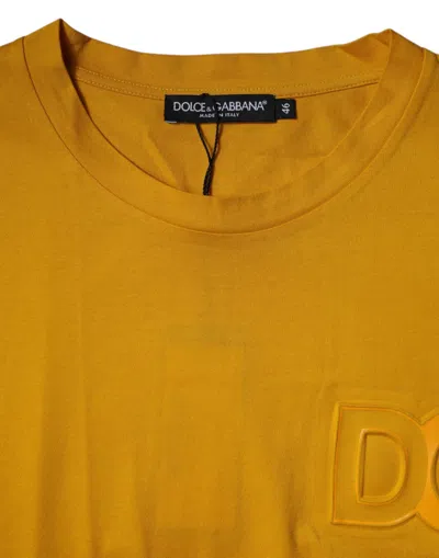 Dolce & Gabbana Dark Yellow Logo Crew Neck Short Sleeves T-shirt In Yellow
