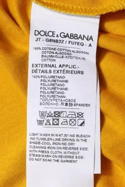 Dolce & Gabbana Dark Yellow Logo Crew Neck Short Sleeves T-shirt In Yellow