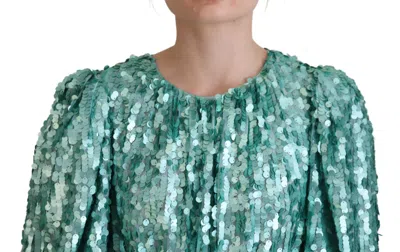 Dolce & Gabbana Elegant Sequined A-line Midi Women's Dress In Blue