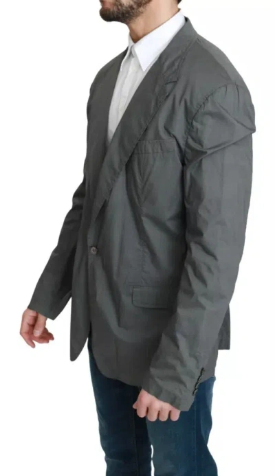Dolce & Gabbana Gray Cotton Single Breasted Formal Blazer In Gray
