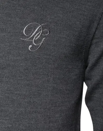 Pre-owned Dolce & Gabbana Gray Wool Logo Turtleneck Pullover Men's Sweater ()