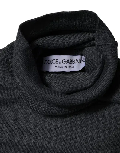 Pre-owned Dolce & Gabbana Gray Wool Logo Turtleneck Pullover Men's Sweater ()