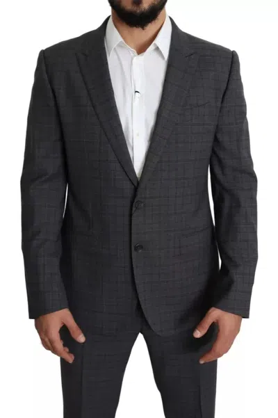 Dolce & Gabbana Gray Wool Men Formal 2 Piece Martini Men's Suit In Gray