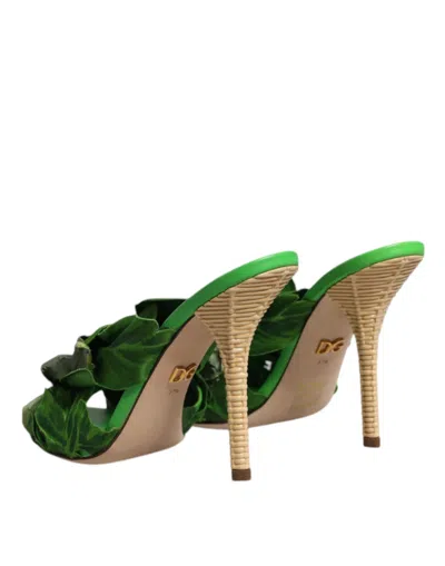 Dolce & Gabbana Crystal Slides Keira Sandal Women's Shoes In Green