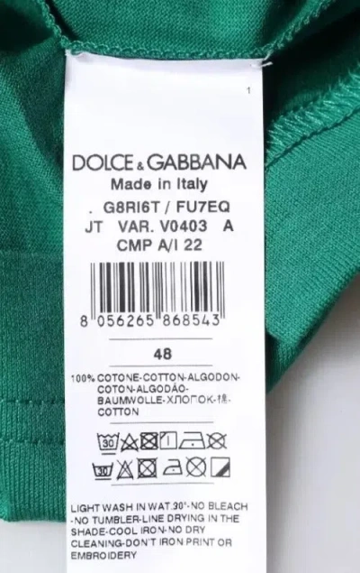 Dolce & Gabbana Green Logo Crew Neck Short Sleeves T-shirt In Green