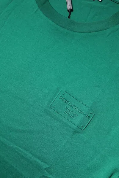 Dolce & Gabbana Green Logo Crew Neck Short Sleeves T-shirt In Green