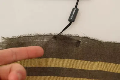 Pre-owned Dolce & Gabbana Green Striped Cashmere Wrap Fringes Men's Scarf ()