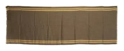 Pre-owned Dolce & Gabbana Green Striped Cashmere Wrap Fringes Men's Scarf ()