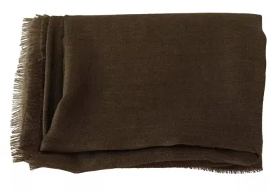 Pre-owned Dolce & Gabbana Green Striped Cashmere Wrap Fringes Men's Scarf ()