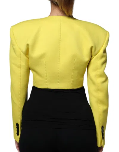 Dolce & Gabbana Lemon Yellow Wool Long Sleeves Cropped Coat Jacket In Yellow