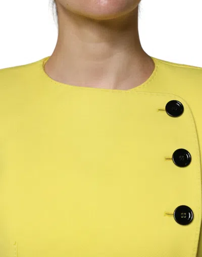 Dolce & Gabbana Lemon Yellow Wool Long Sleeves Cropped Coat Jacket In Yellow