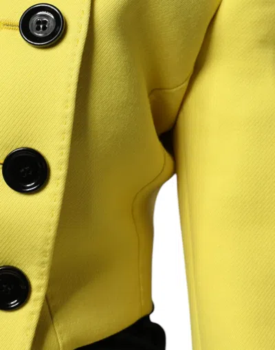 Dolce & Gabbana Lemon Yellow Wool Long Sleeves Cropped Coat Jacket In Yellow