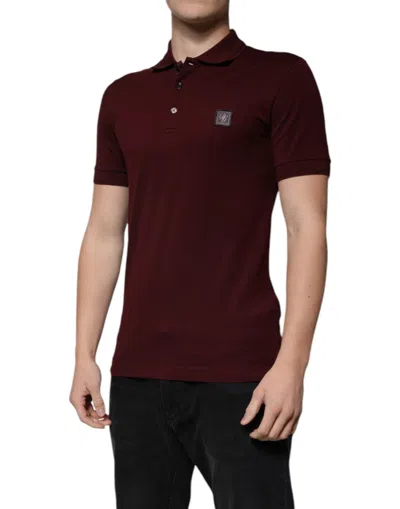 Dolce & Gabbana Maroon Collared Short Sleeves Polo T-shirt In Maroon