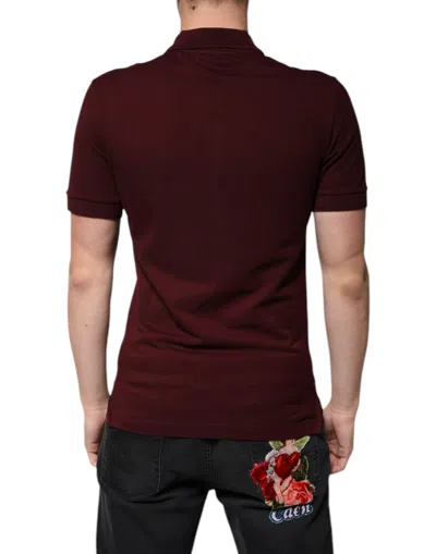 Dolce & Gabbana Maroon Collared Short Sleeves Polo T-shirt In Maroon