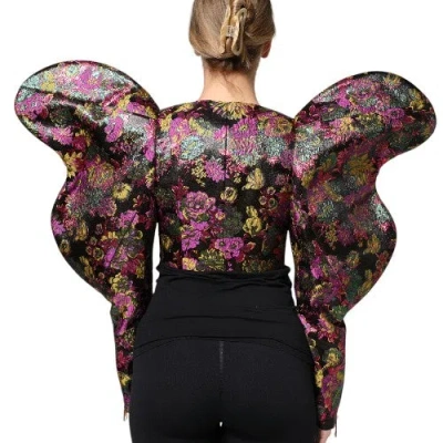 Dolce & Gabbana Multicolor Floral Jacquard Cropped Jacket In Multicolor