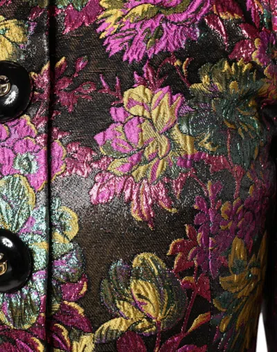 Dolce & Gabbana Multicolor Floral Jacquard Cropped Jacket In Multicolor