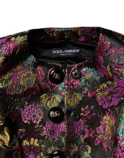 Dolce & Gabbana Multicolor Floral Jacquard Cropped Jacket In Multicolor