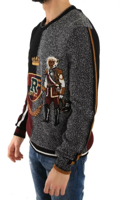 Dolce & Gabbana Multicolor King Knight Monkey Knitted Cashmere Wool Men's Sweater In Multicolor