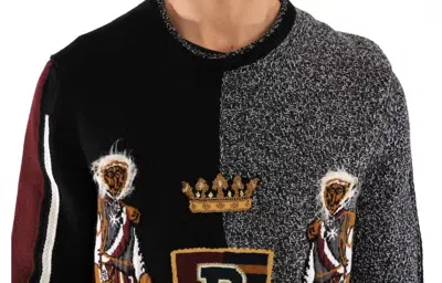Dolce & Gabbana Multicolor King Knight Monkey Knitted Cashmere Wool Men's Sweater In Multicolor