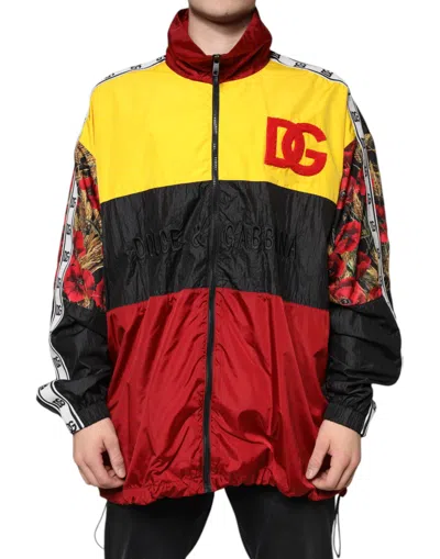 Dolce & Gabbana Multicolor Patchwork Men Full Zip Sweater In Multicolor