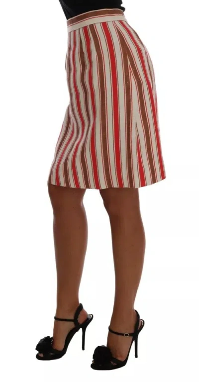 Dolce & Gabbana Multicolor Portofino Stripes Cotton Midi Skirt In Multicolor