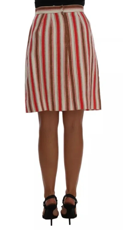 Dolce & Gabbana Multicolor Portofino Stripes Cotton Midi Skirt In Multicolor