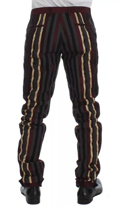 Dolce & Gabbana Multicolor Striped Runway 3 Piece Slim Fit Vest Suit In Multicolor