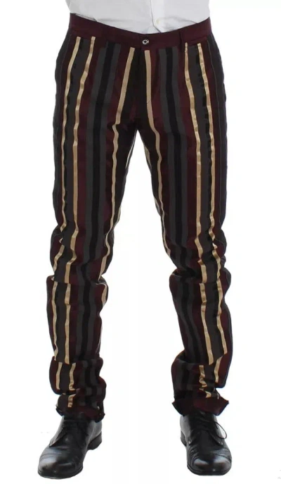 Dolce & Gabbana Multicolor Striped Runway 3 Piece Slim Fit Vest Suit In Multicolor
