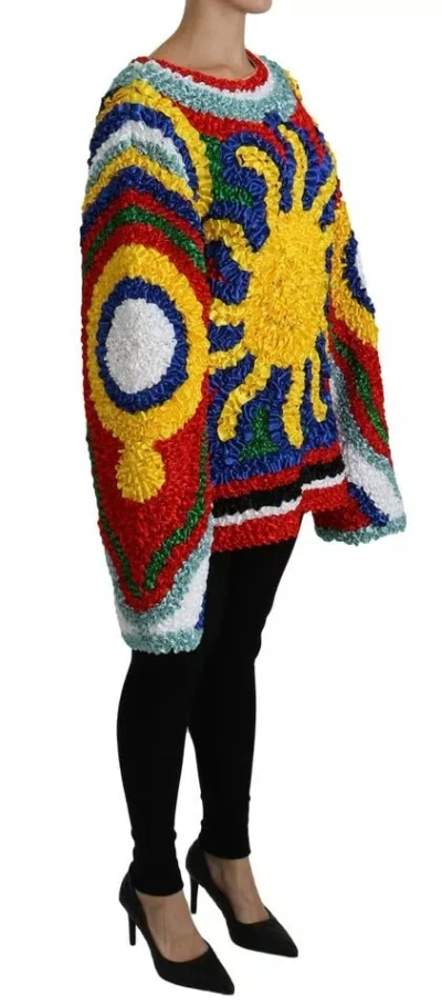 Dolce & Gabbana Multicolor Sun Ruffled Top Blouse Sweater In Multicolor