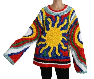 Dolce & Gabbana Multicolor Sun Ruffled Top Blouse Sweater In Multicolor