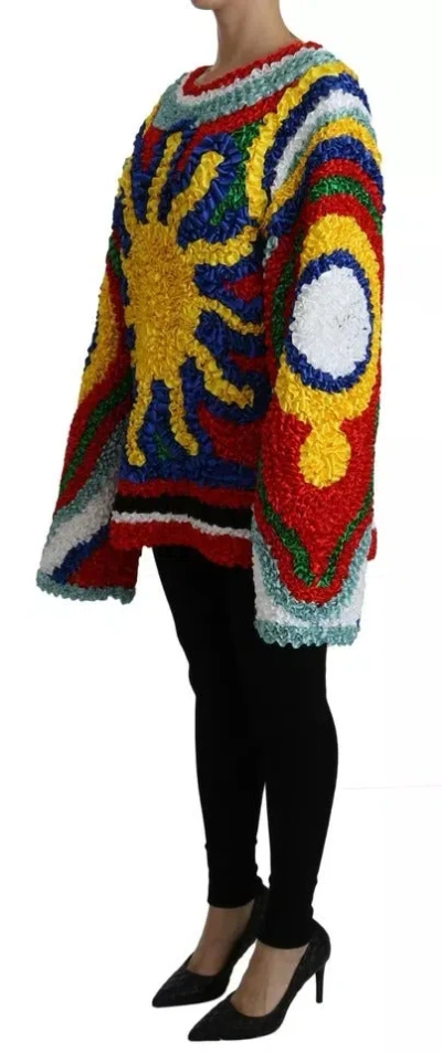 Dolce & Gabbana Multicolor Sun Ruffled Top Blouse Sweater In Multicolor