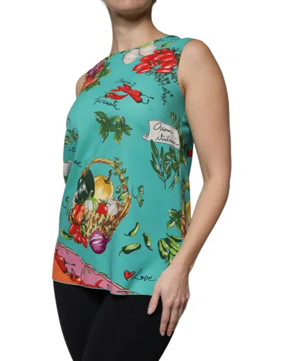 Dolce & Gabbana Multicolor Vegetables Sleeveless Tank Top In Multicolor