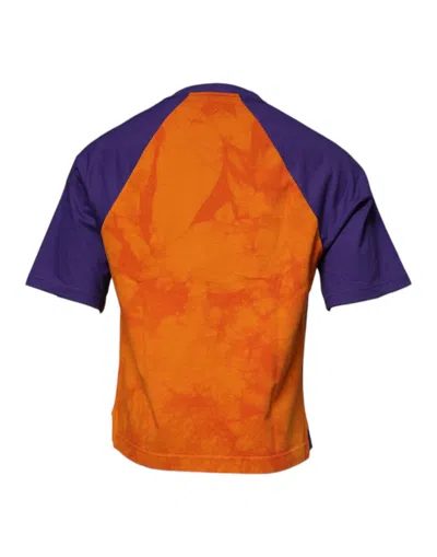 Dolce & Gabbana Orange Purple Graphic Print Short Sleeves T-shirt In Orange