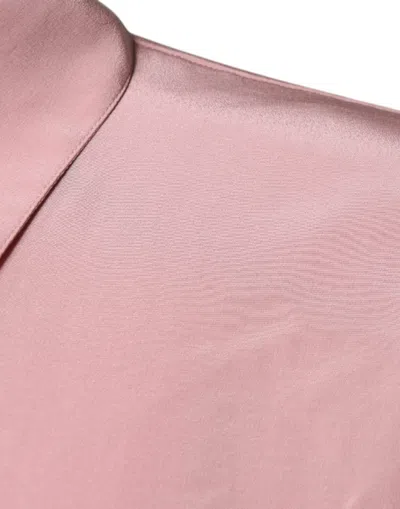 Dolce & Gabbana Pink Cotton Long Sleeves Collared Blouse Top In Pink