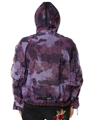 Dolce & Gabbana Purple Camouflage Hooded Men Blouson Jacket In Purple