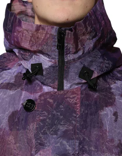 Dolce & Gabbana Purple Camouflage Hooded Men Blouson Jacket In Purple