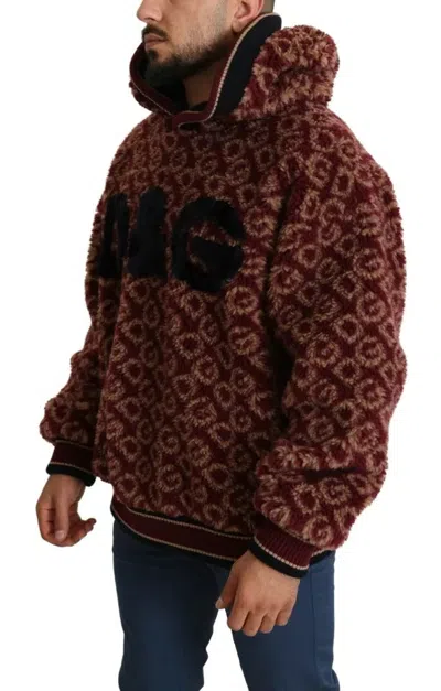 Dolce & Gabbana Red Beige Wool Oversize Hooded Pullover Men's Sweater In Red