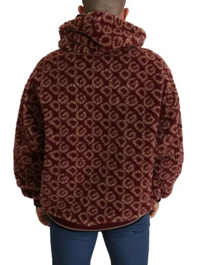 Dolce & Gabbana Red Beige Wool Oversize Hooded Pullover Men's Sweater In Red