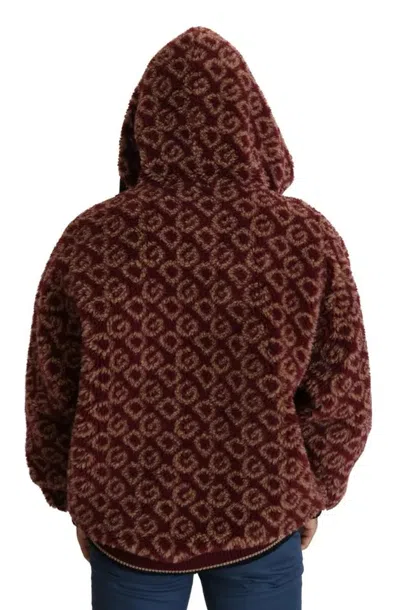 Dolce & Gabbana Red Beige Wool Oversize Hooded Pullover Men's Sweater In Red