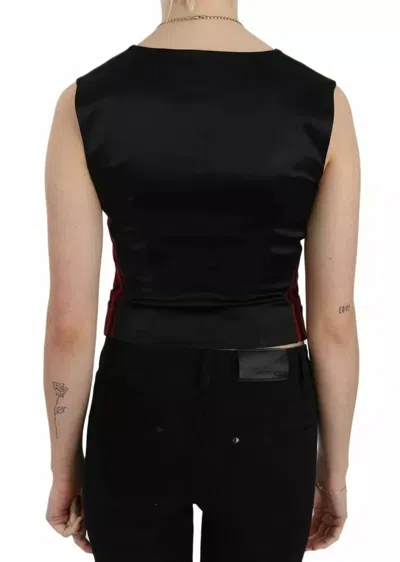 Dolce & Gabbana Red Black Stripe Vest Waistcoat Blouse Women's Top In Black And Red
