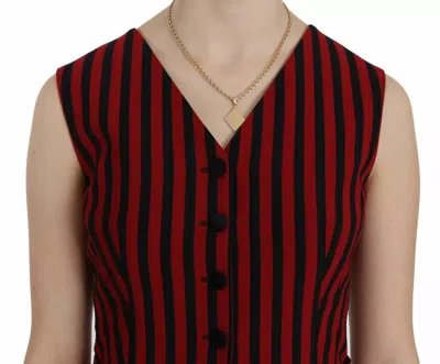 Dolce & Gabbana Red Black Stripe Vest Waistcoat Blouse Women's Top In Black And Red