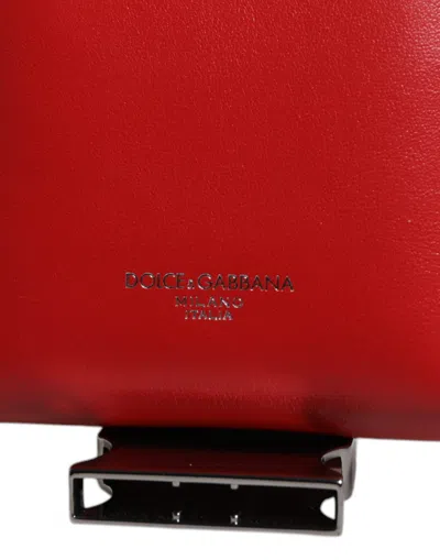 Dolce & Gabbana Red Leather Logo Zip Around Card Holder Wide Strap Wallet Men's (copy) In Red