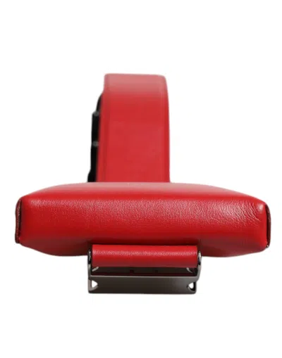 Dolce & Gabbana Red Leather Logo Zip Around Card Holder Wide Strap Wallet Men's (copy) In Red
