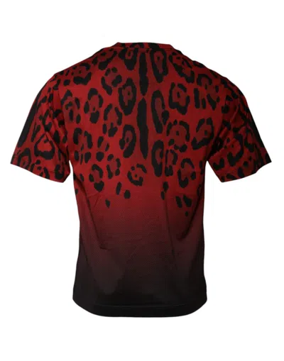 Dolce & Gabbana Red Leopard Cotton Short Sleeves T-shirt In Black And Red